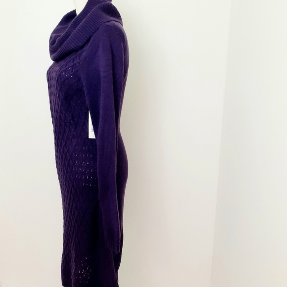 A.n.a Women's Purple Cowl Neck Comfortable Sweater Dress Size L - Picture 2 of 7